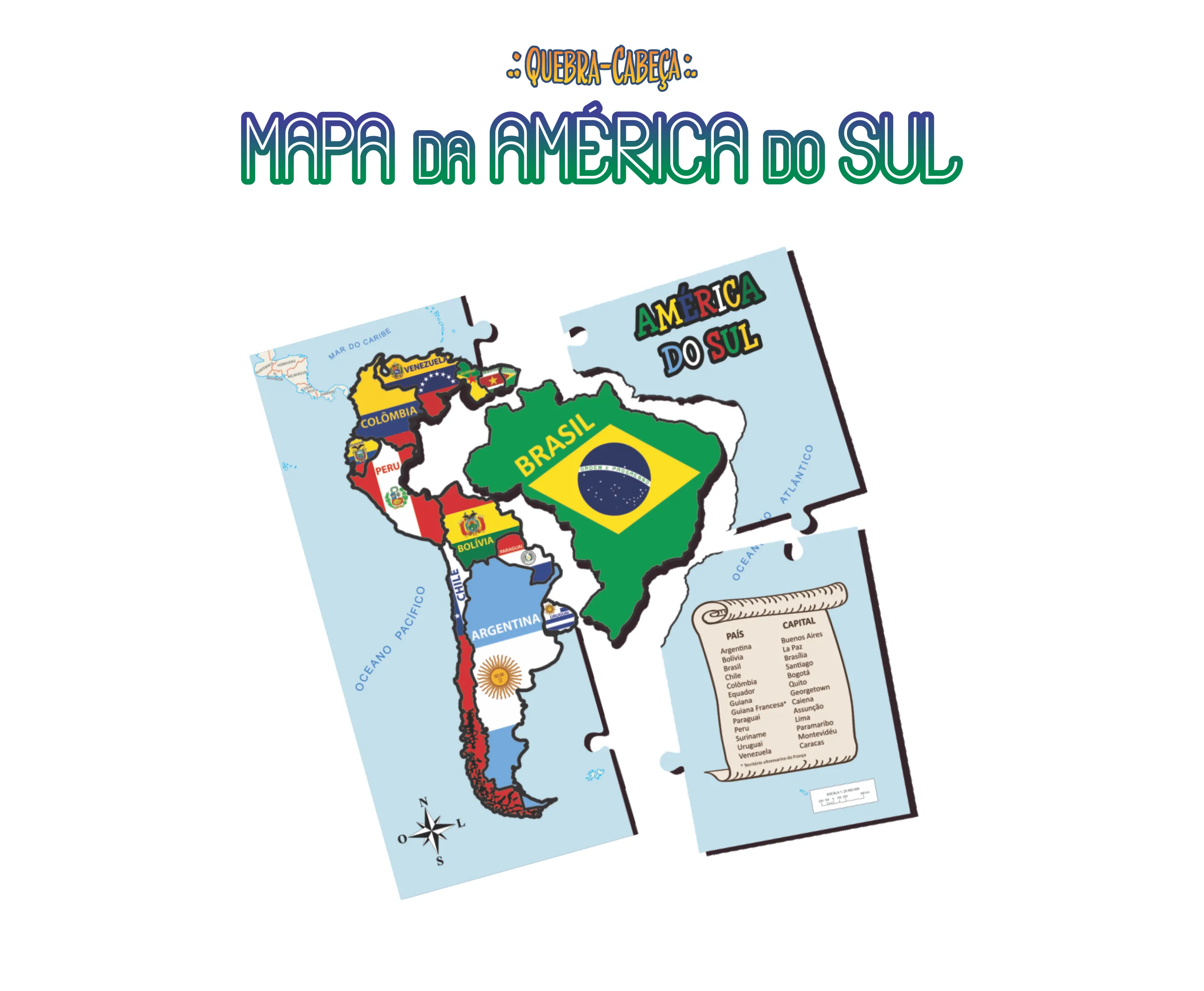 Mapa da América do Sul - Quebra-Cabeça