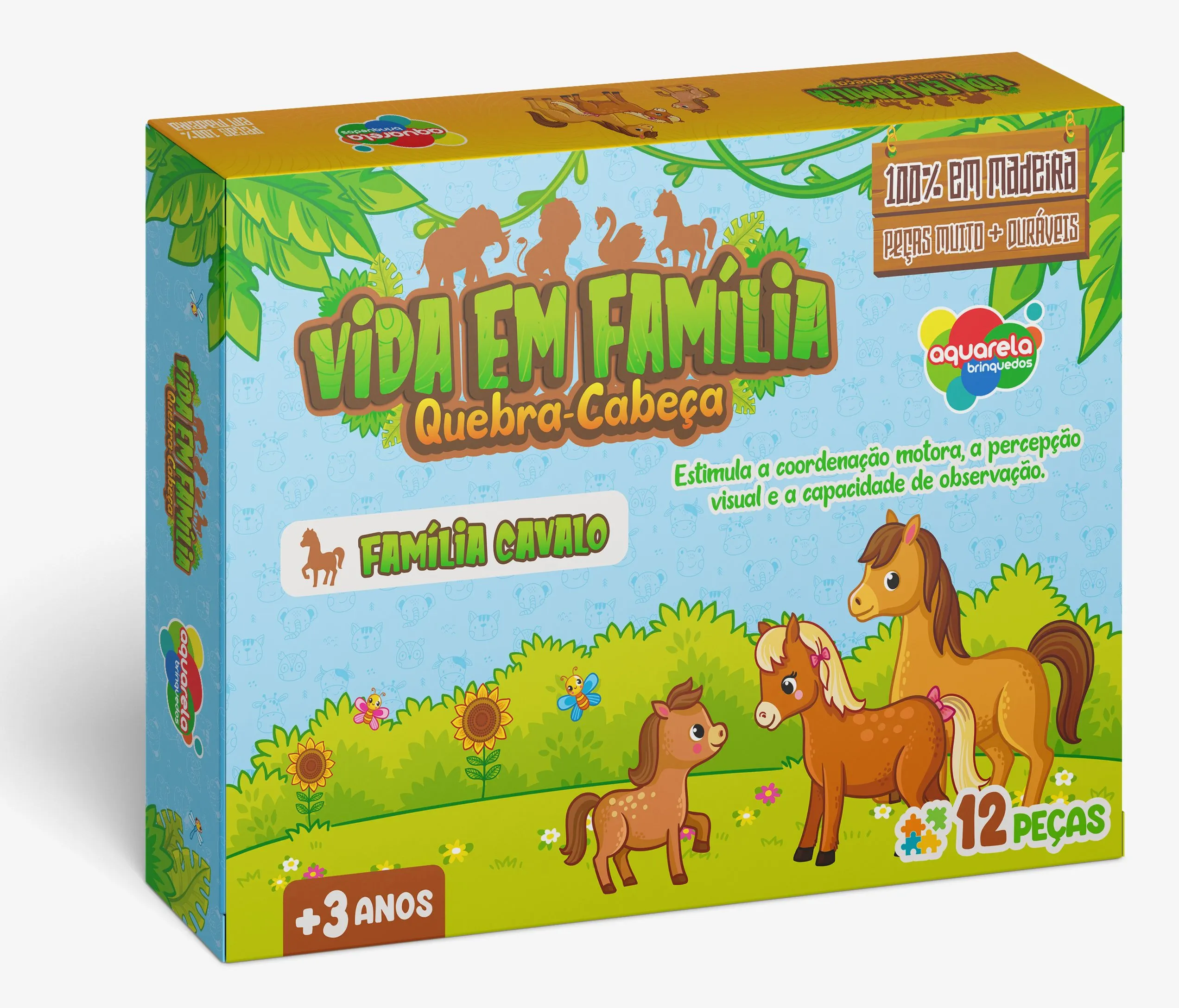 Quebra-Cabeça 12 Peças Vida em Família - Família Cavalo