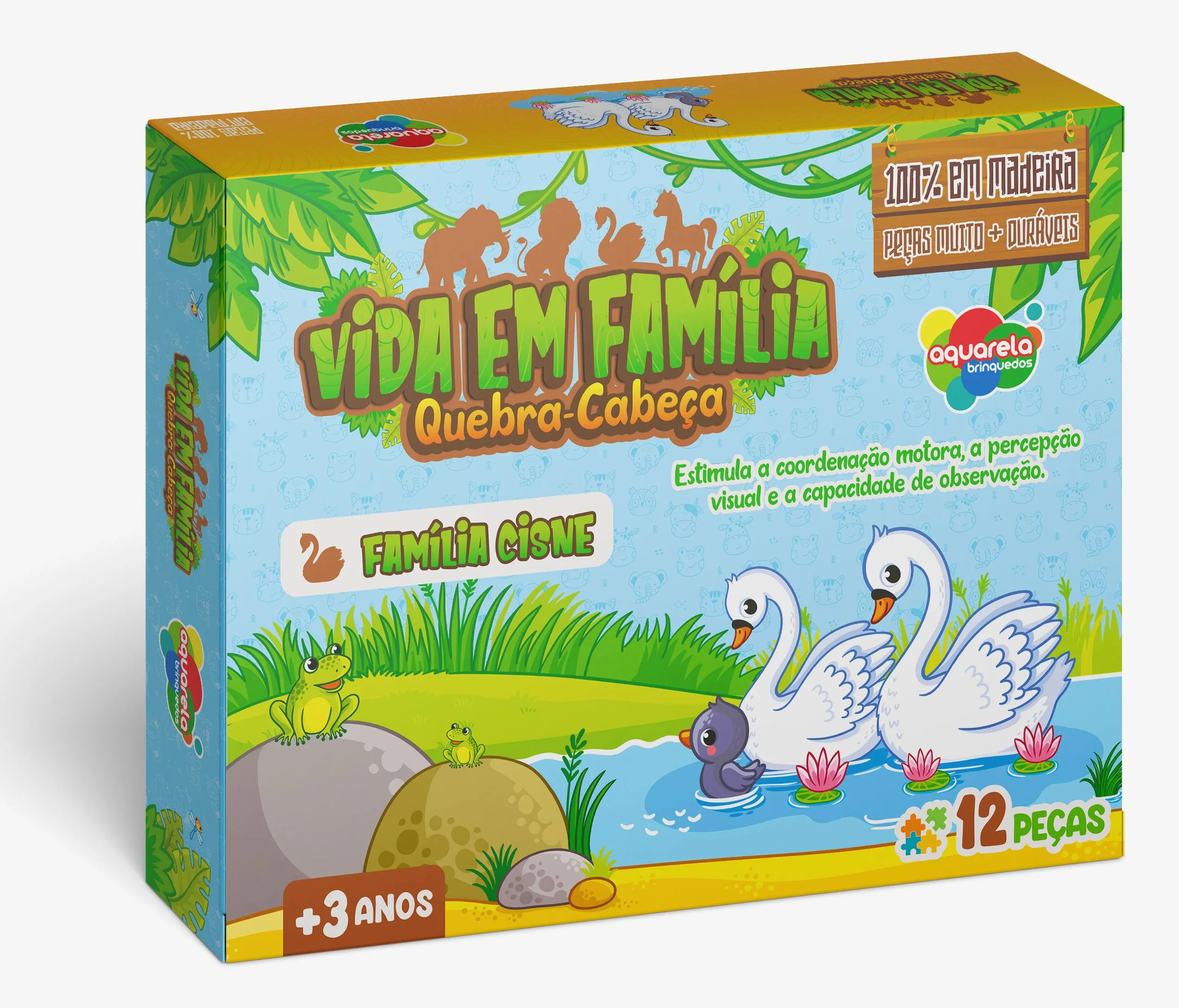 Quebra-Cabeça 12 Peças Vida em Família - Família Cisne