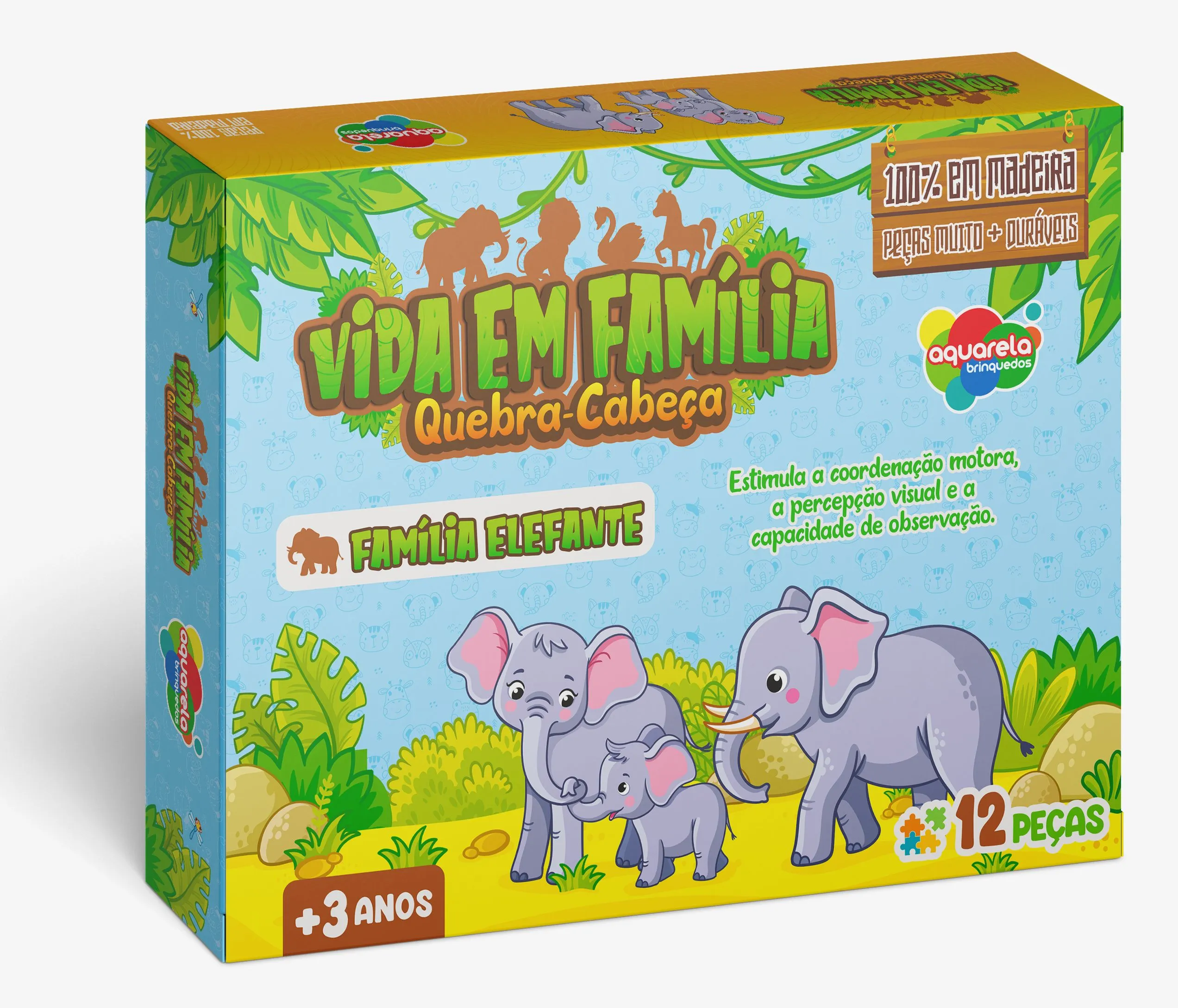 Quebra-Cabeça 12 Peças Vida em Família - Família Elefante