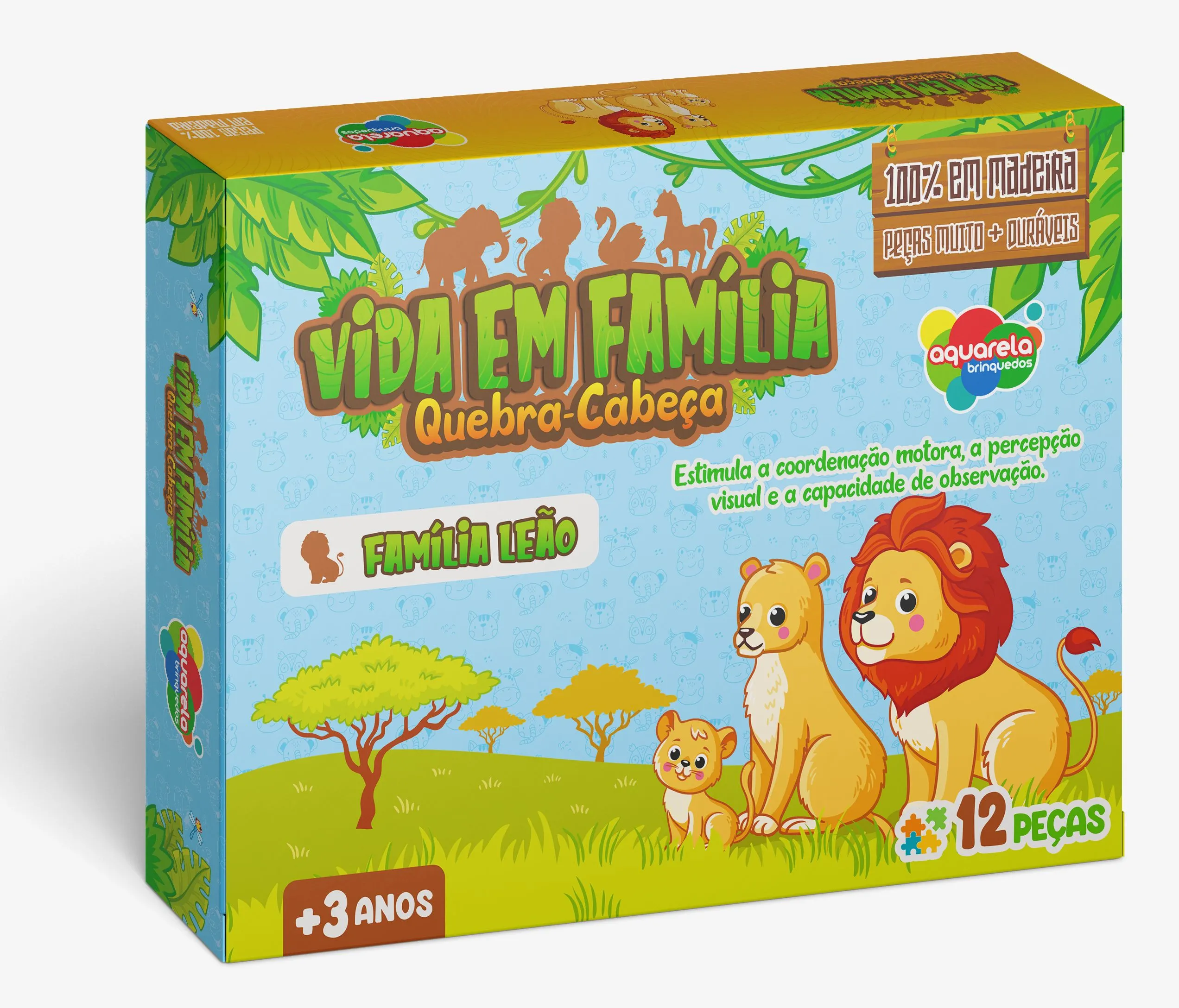 Quebra-Cabeça 12 Peças Vida em Família - Família Leão