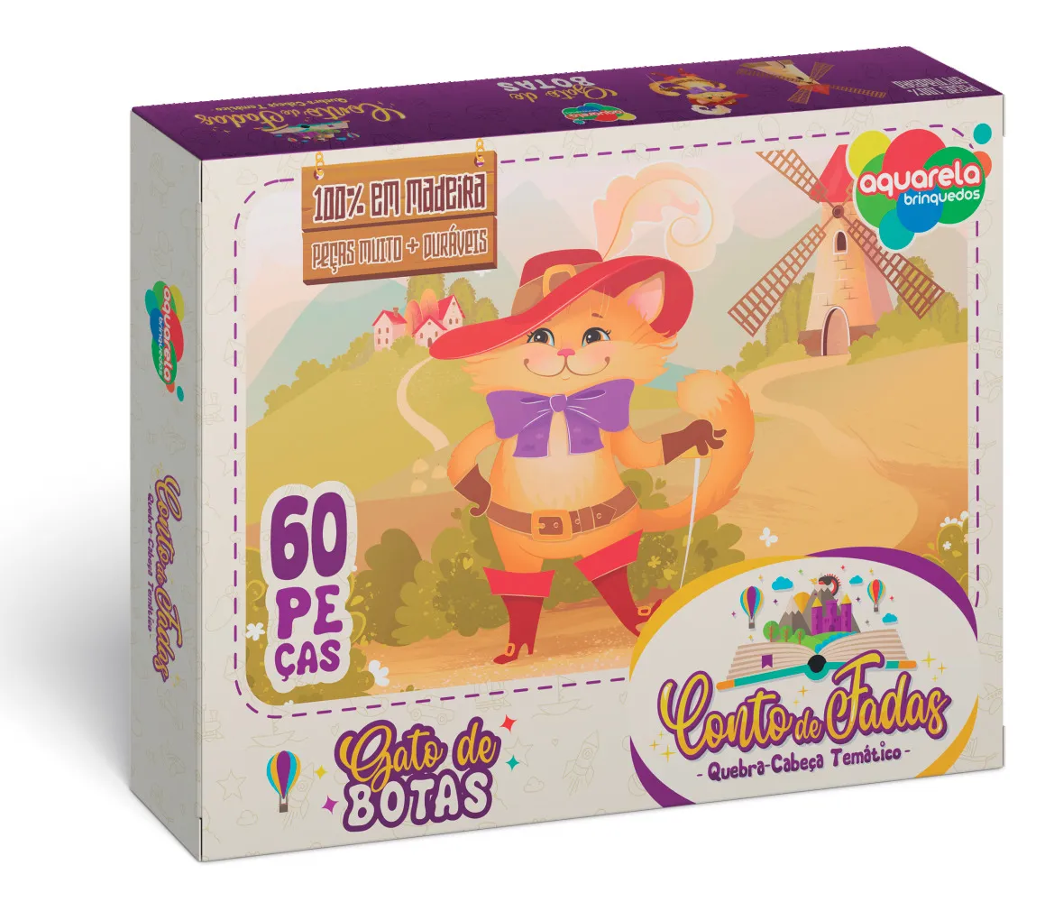 Quebra-Cabeça 60 Peças - Gato de Botas