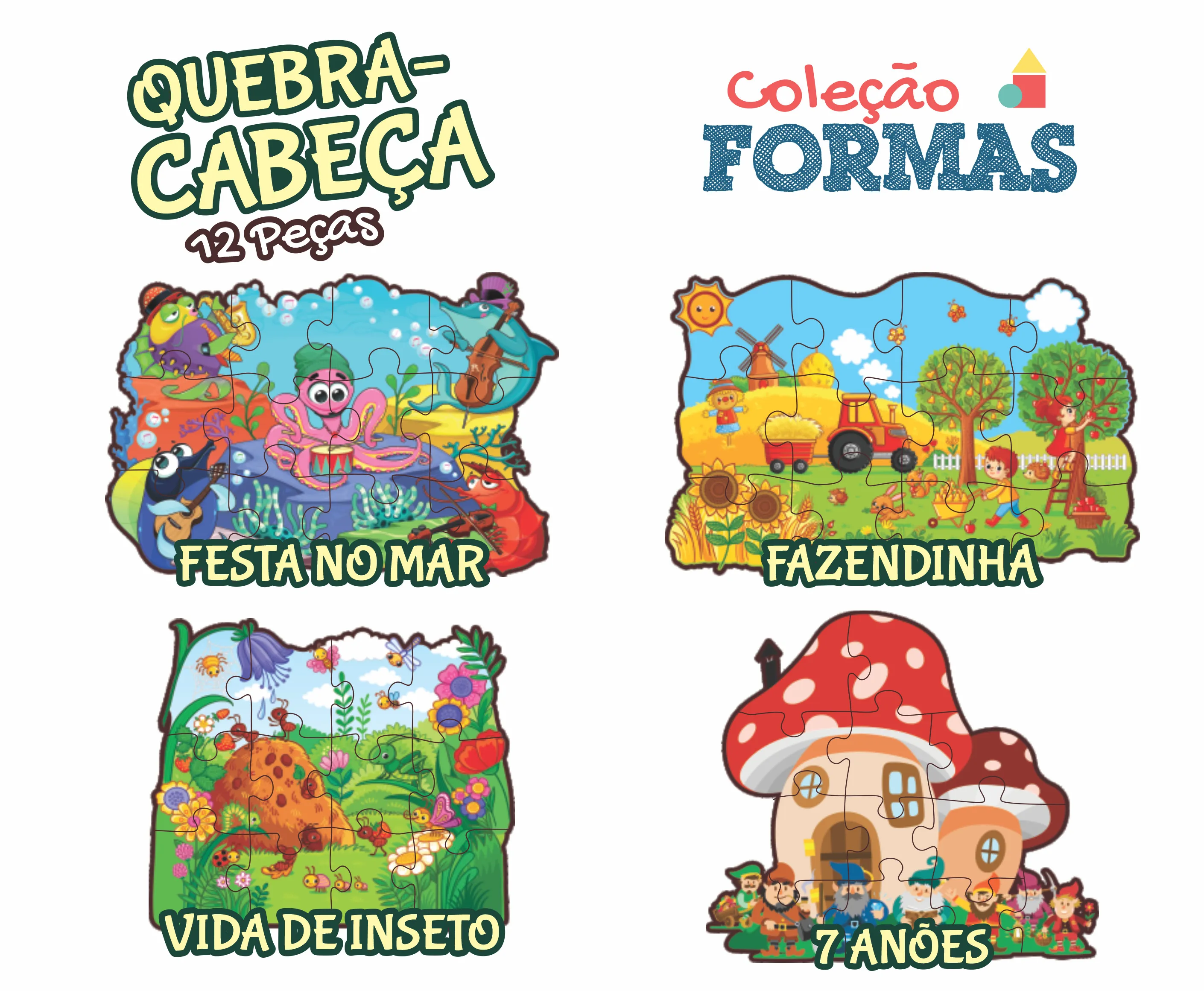 Quebra-Cabeça 12 Peças - Coleção Formas