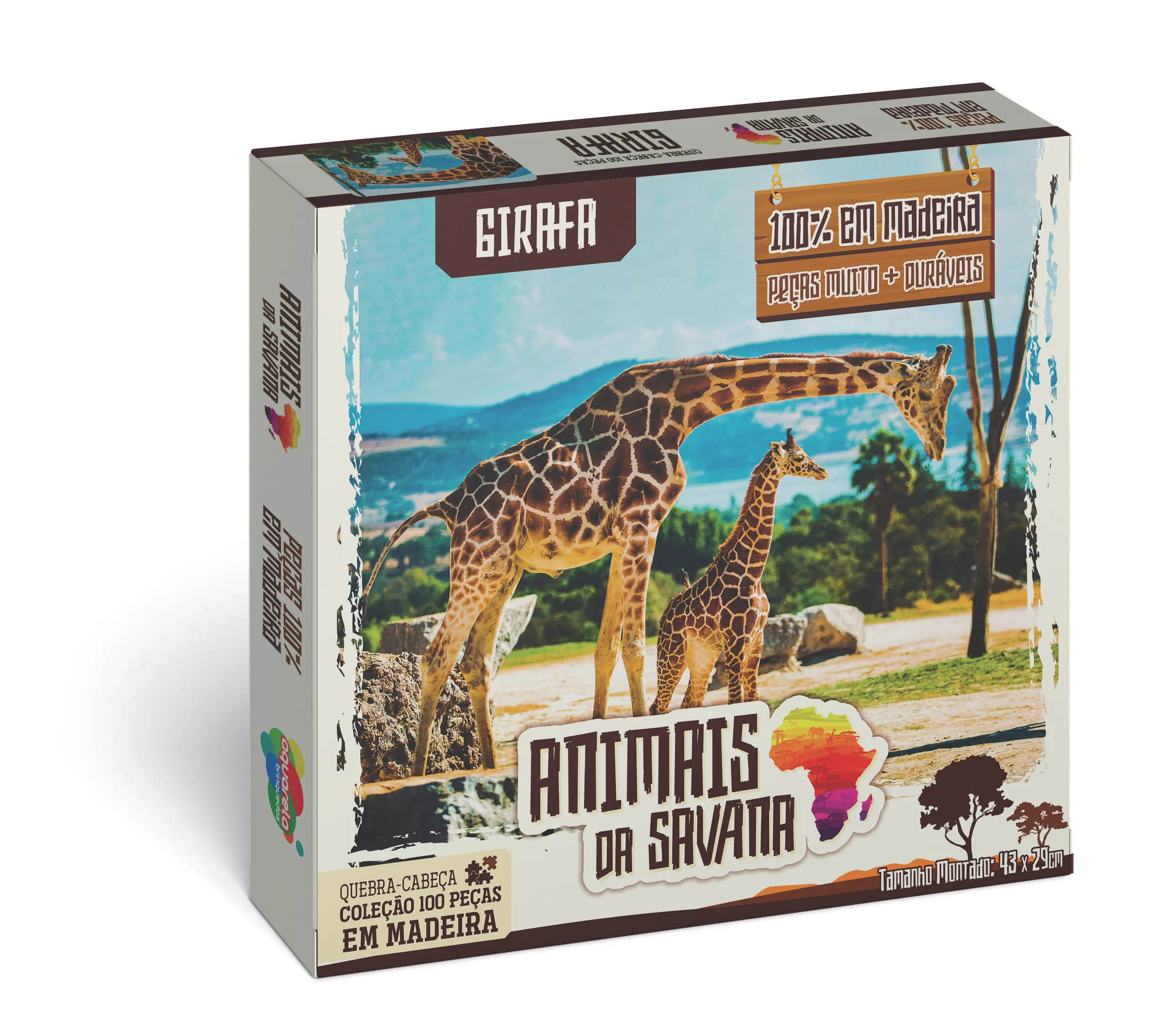 Quebra-Cabeça 100 peças - Animais da Savana - Girafa