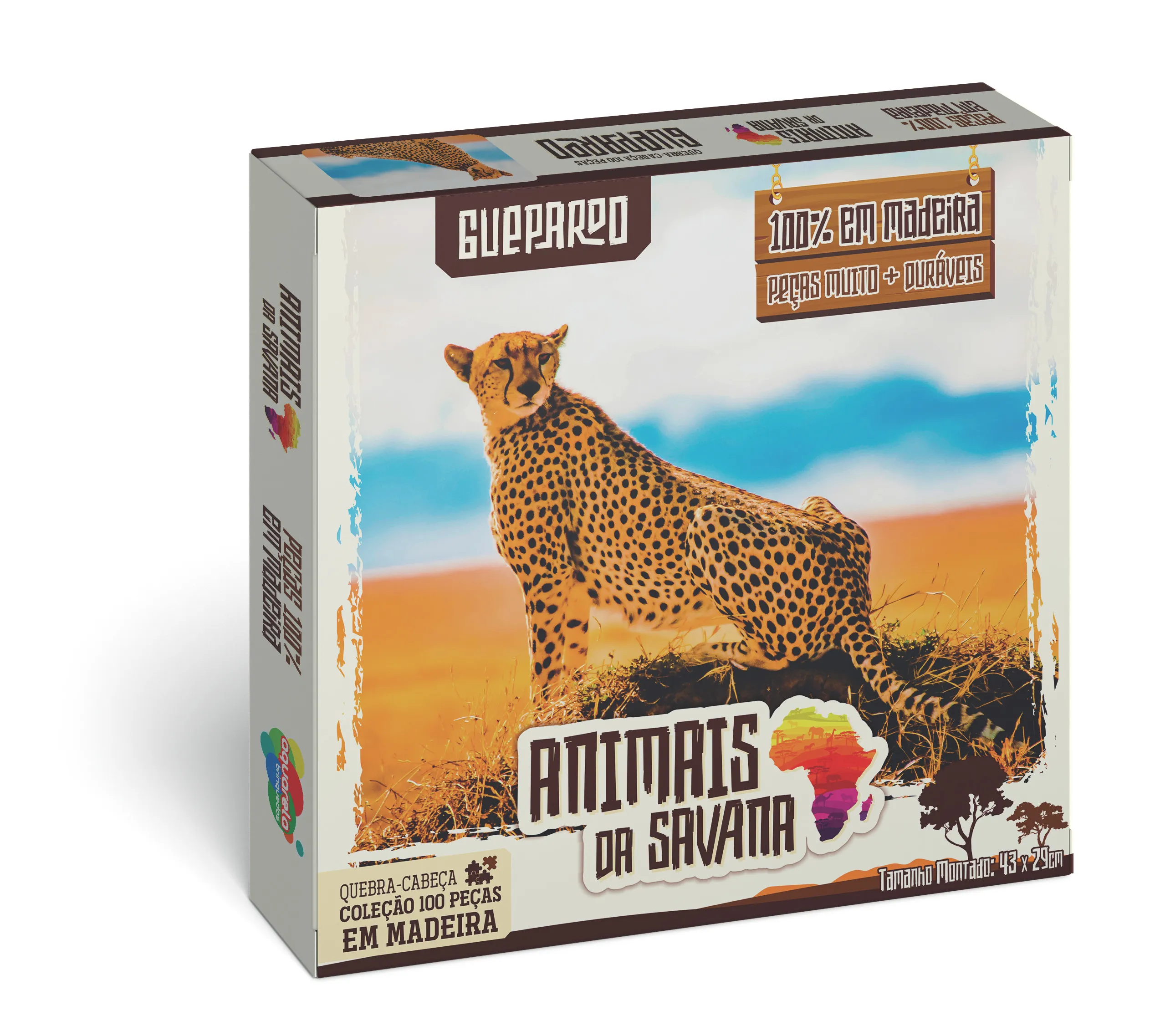 Quebra-Cabeça 100 peças - Animais da Savana - Guepardo